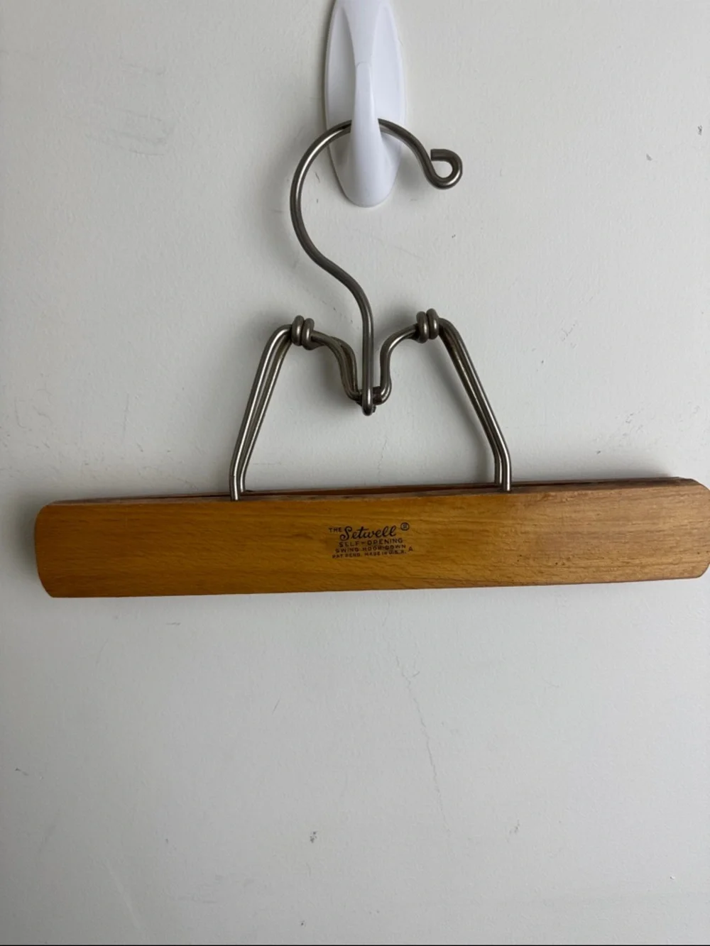 Setwell Vintage Wooden Clamp Hangers Lot of 3